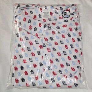 BRAND NEW NWOT ST LOUIS CARDINALS BASEBALL STL ALL OVER GOLF BUTTON SHIRT XL
